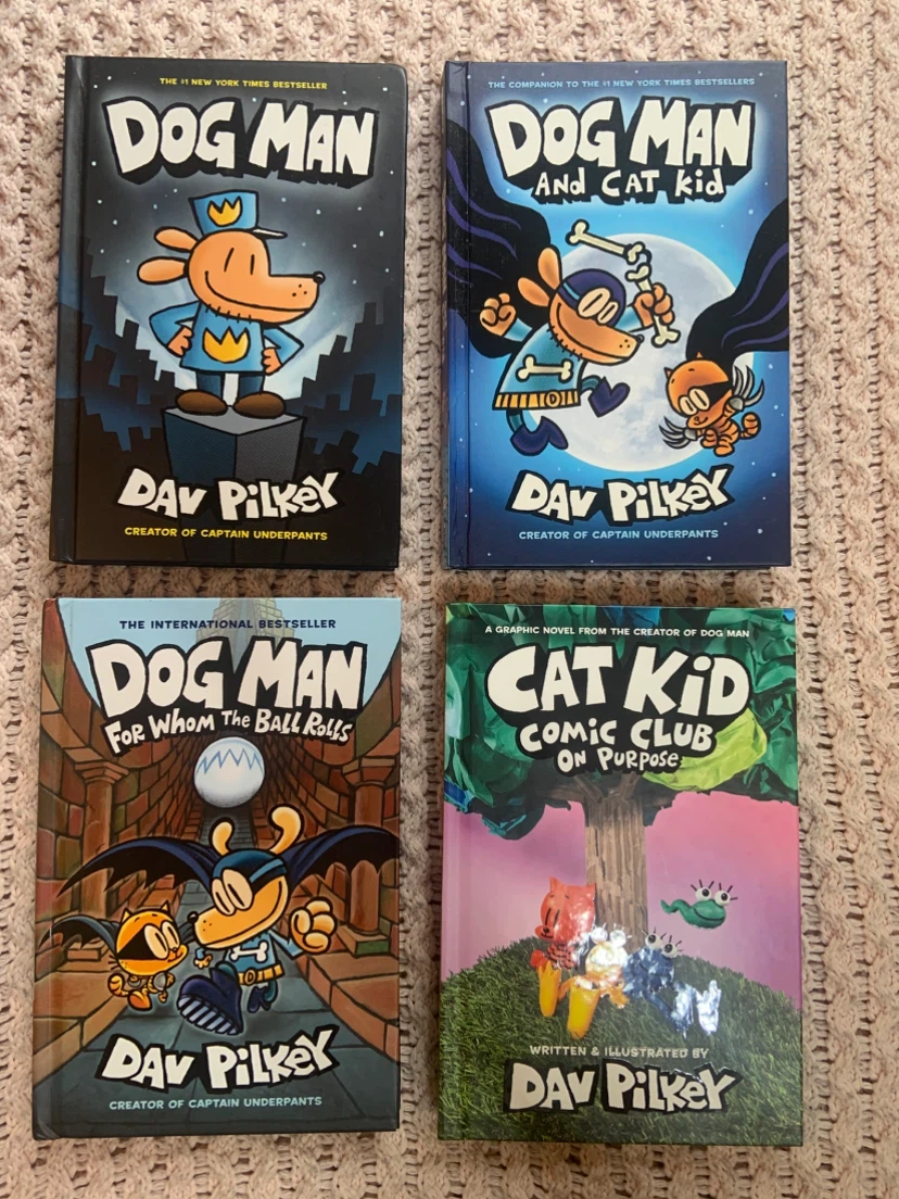 4 Dav Pilkey Graphic Novels Dog Man•Cat Kid
