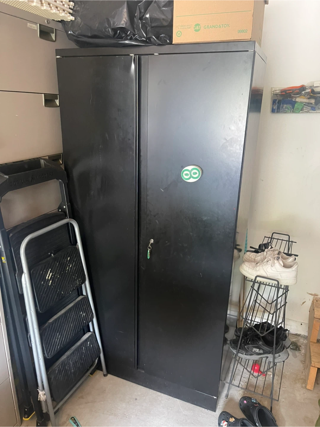 Black Metal Storage Cabinet with Lock