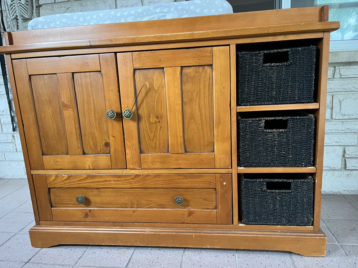 Solid Wood Baby Changing Table with Storage