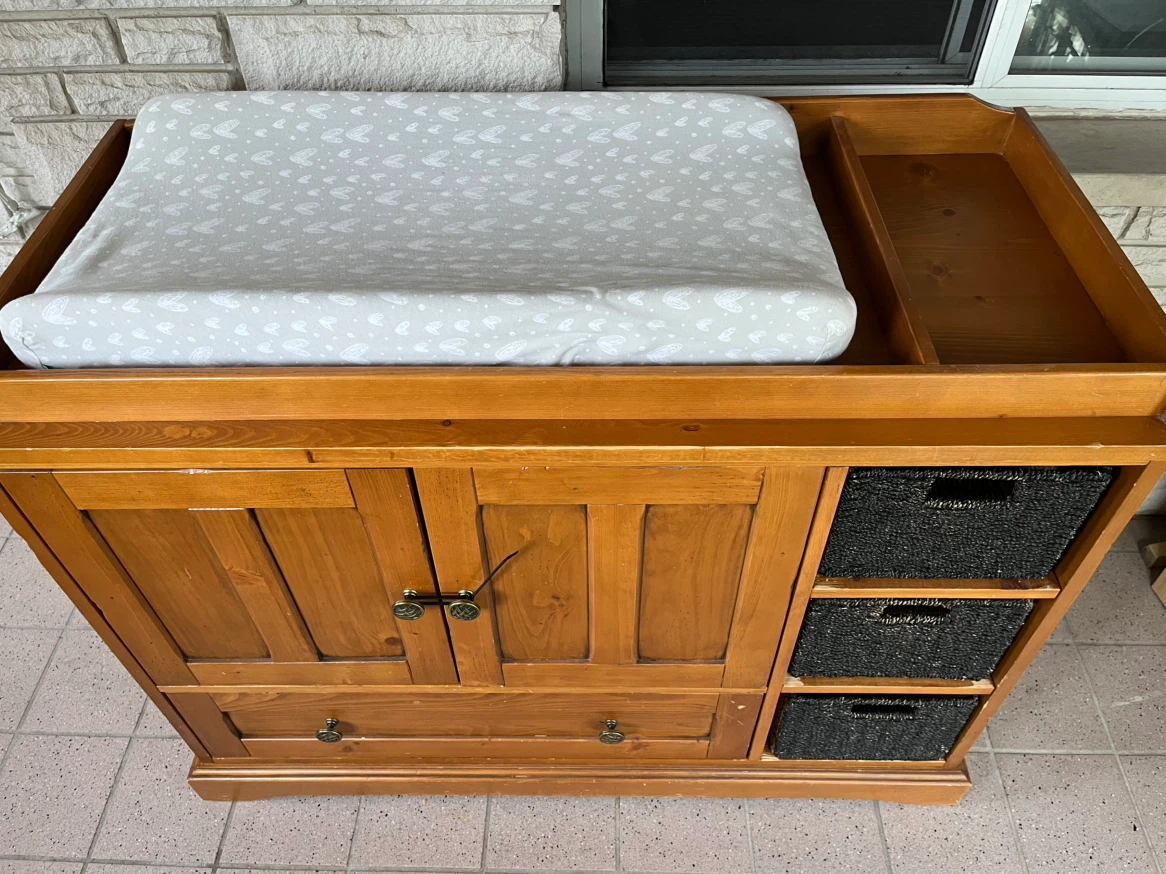 Solid Wood Baby Changing Table with Storage - photo 2