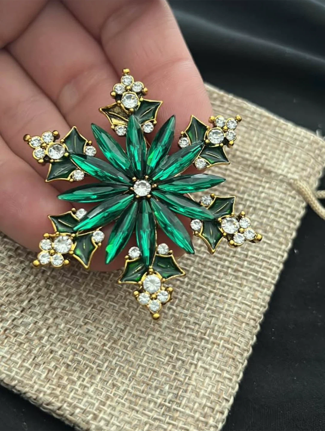 Aqua snowflake brooch