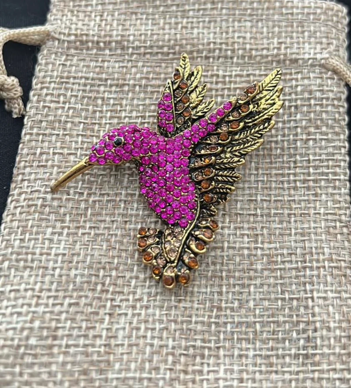Pink hummingbird Brooch
