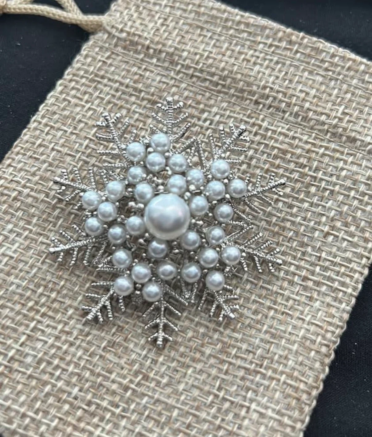 Pearl snowflake brooch