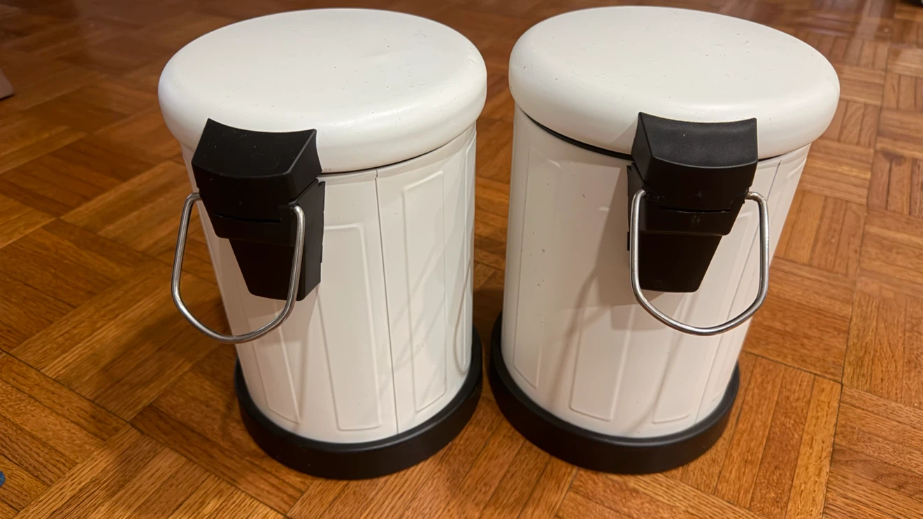 Two IKEA white bins