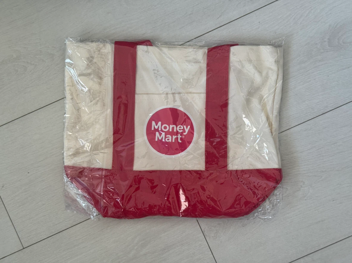 NEW Trader Joes style money mart tote bag