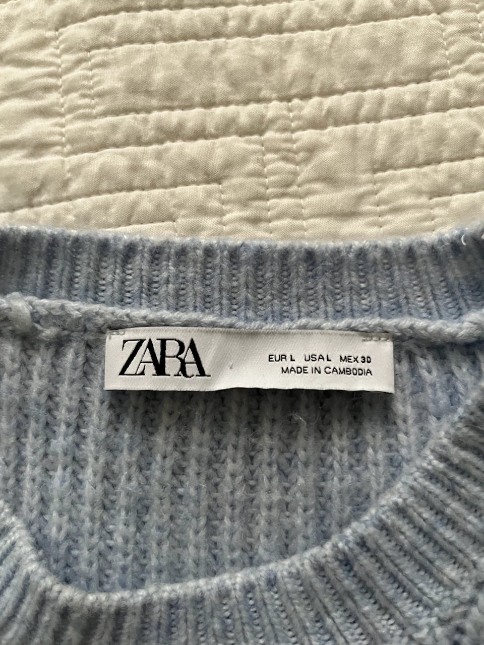 Zara Light Blue Ribbed Ruffle Sleeve Sweater - photo 2