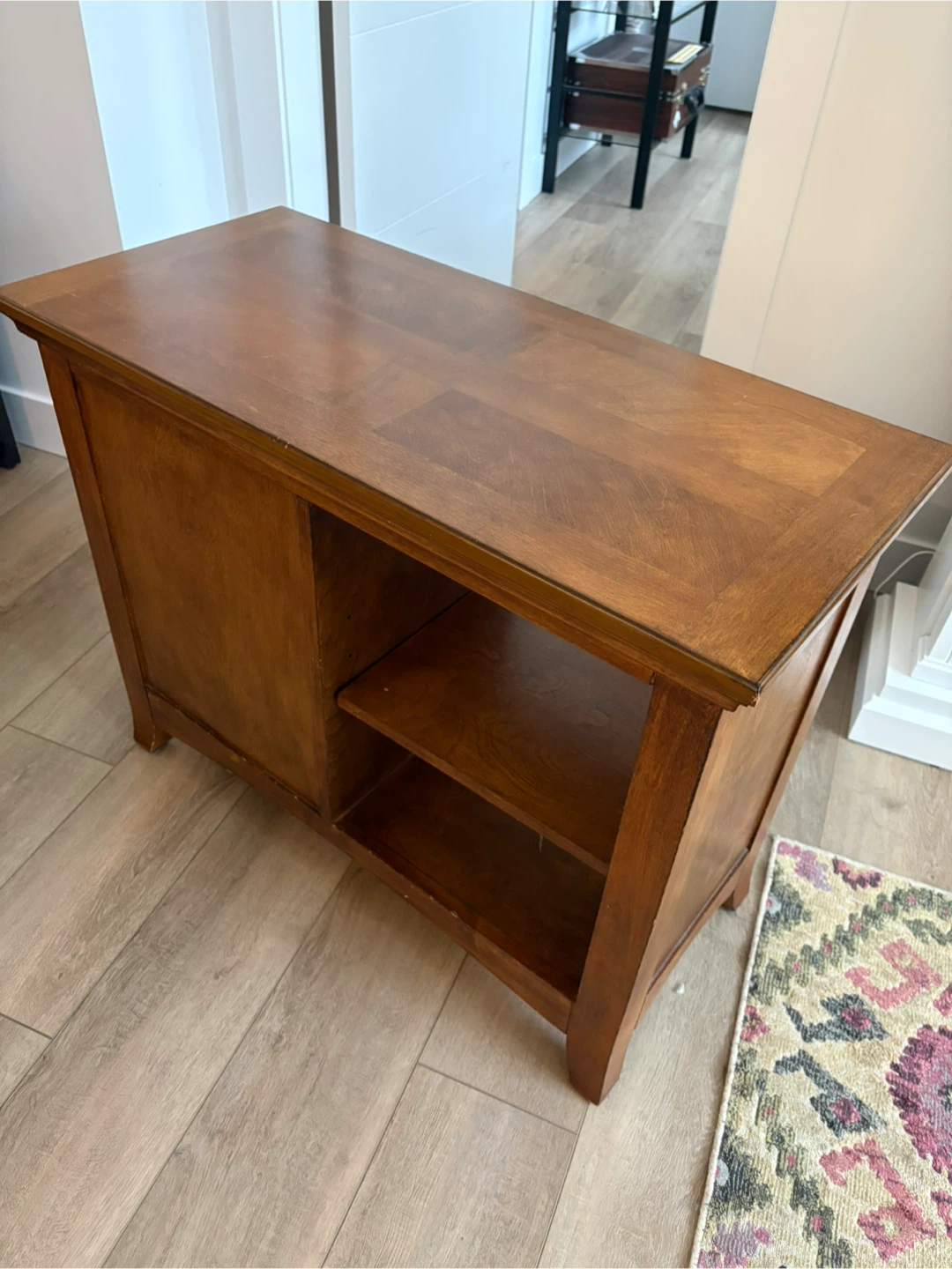 Wooden end table with drawer and storage - photo 3