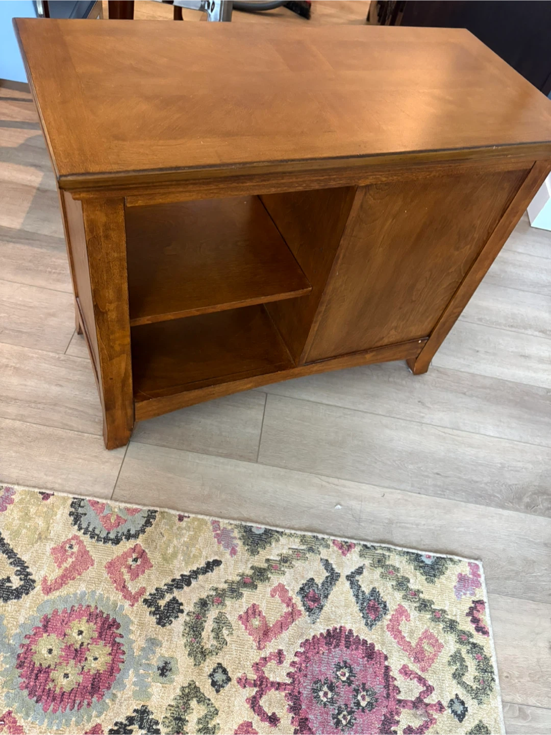 Wooden end table with drawer and storage - photo 5
