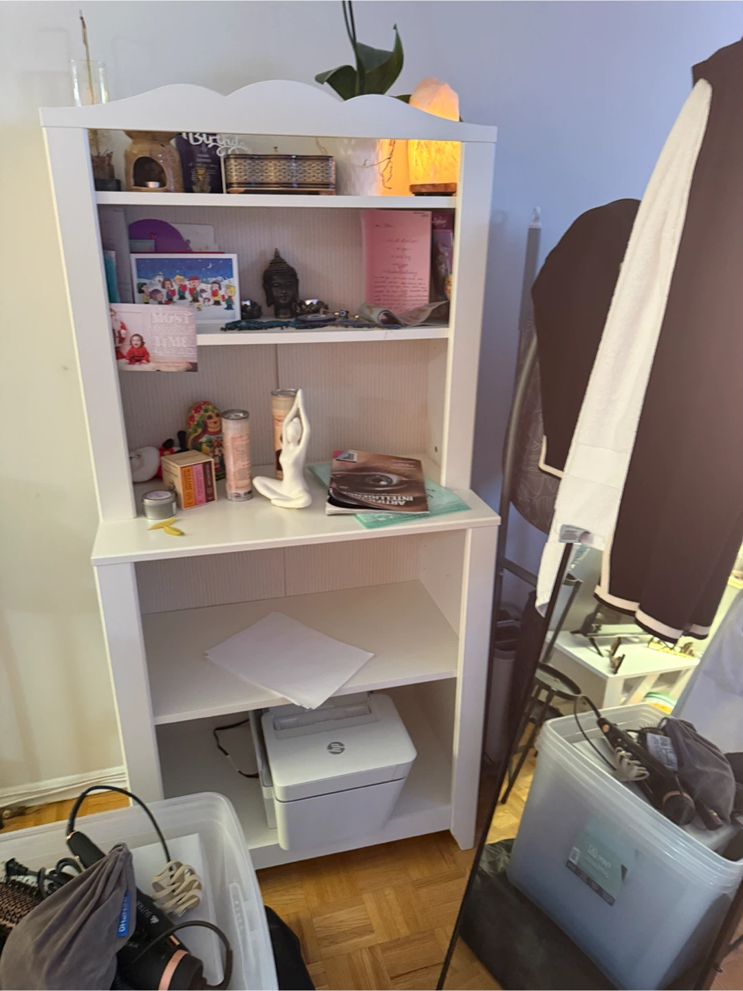 White Bookshelf with Storage