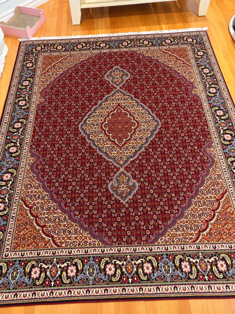 Authentic hand-knotted Persian Tabriz Wool and Silk Rug