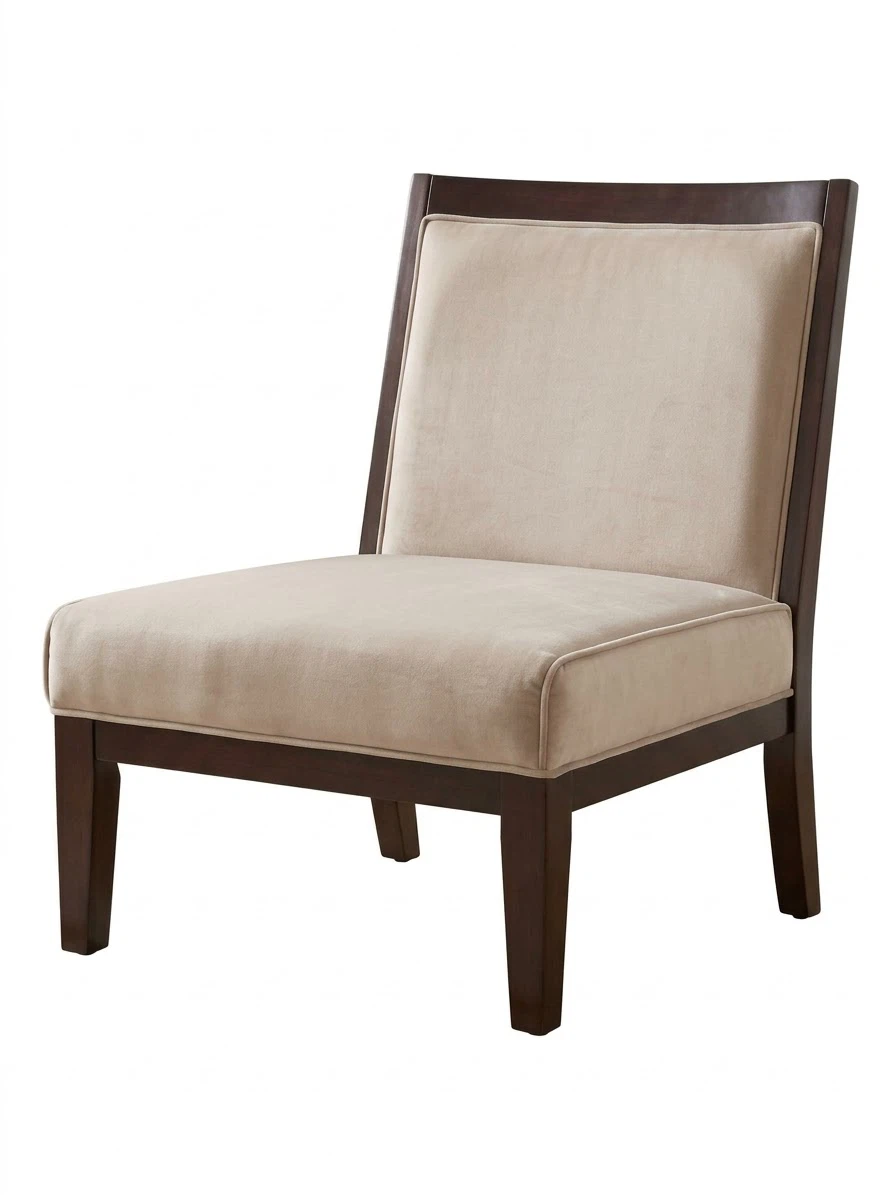 Modern beige upholstered accent chair