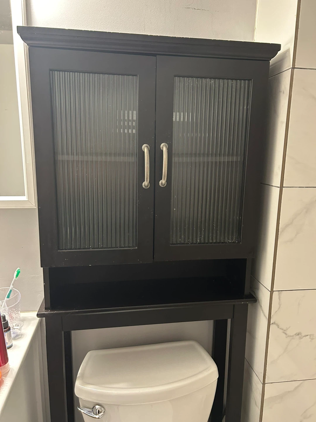 Black Over-the-Toilet Storage Cabinet