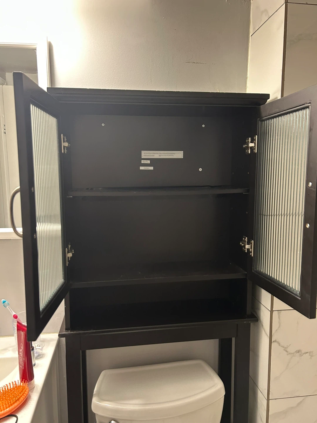 Black Over-the-Toilet Storage Cabinet - photo 2