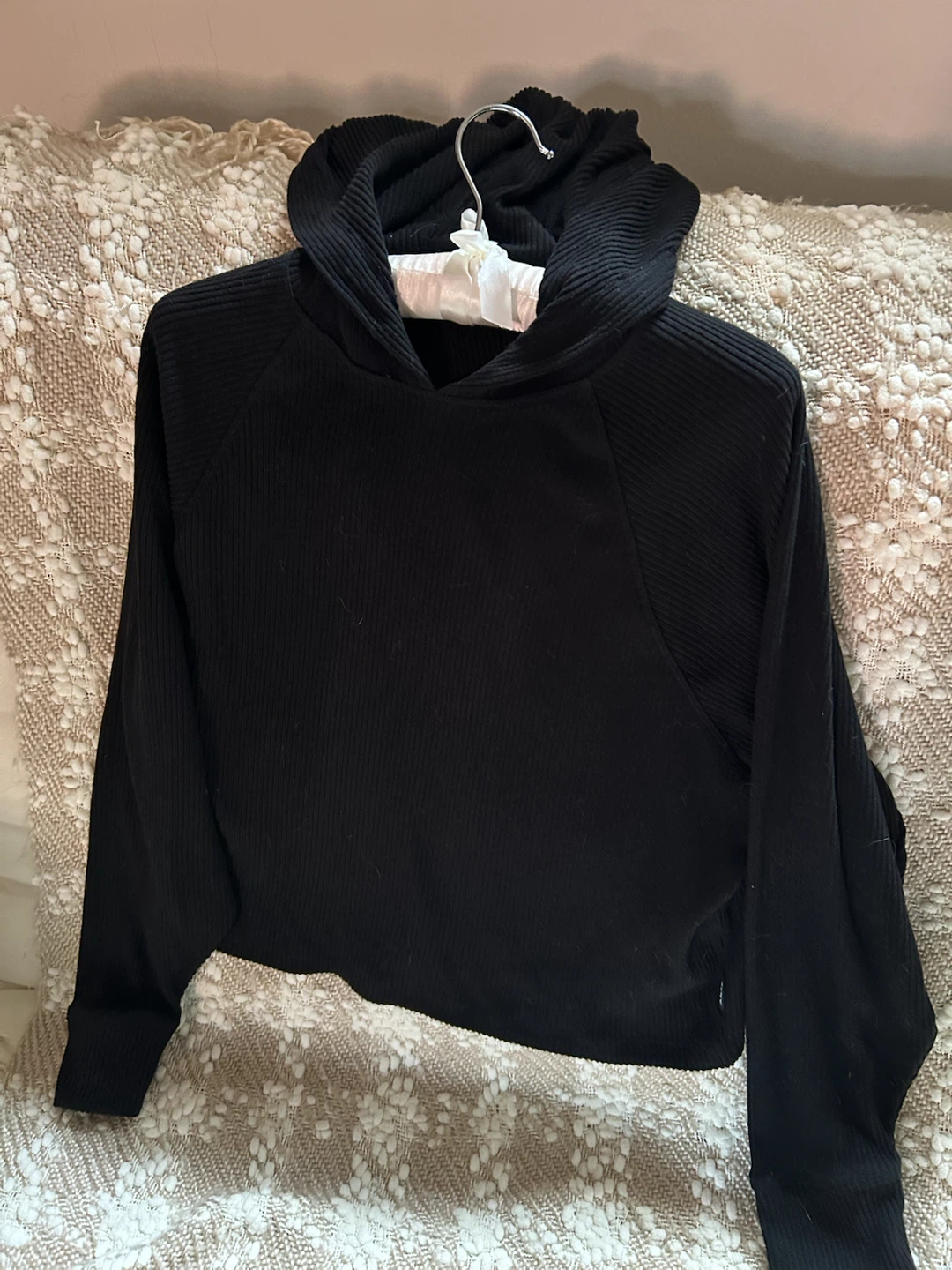 DKNY lightweight? Sport Black Ribbed Hoodie import