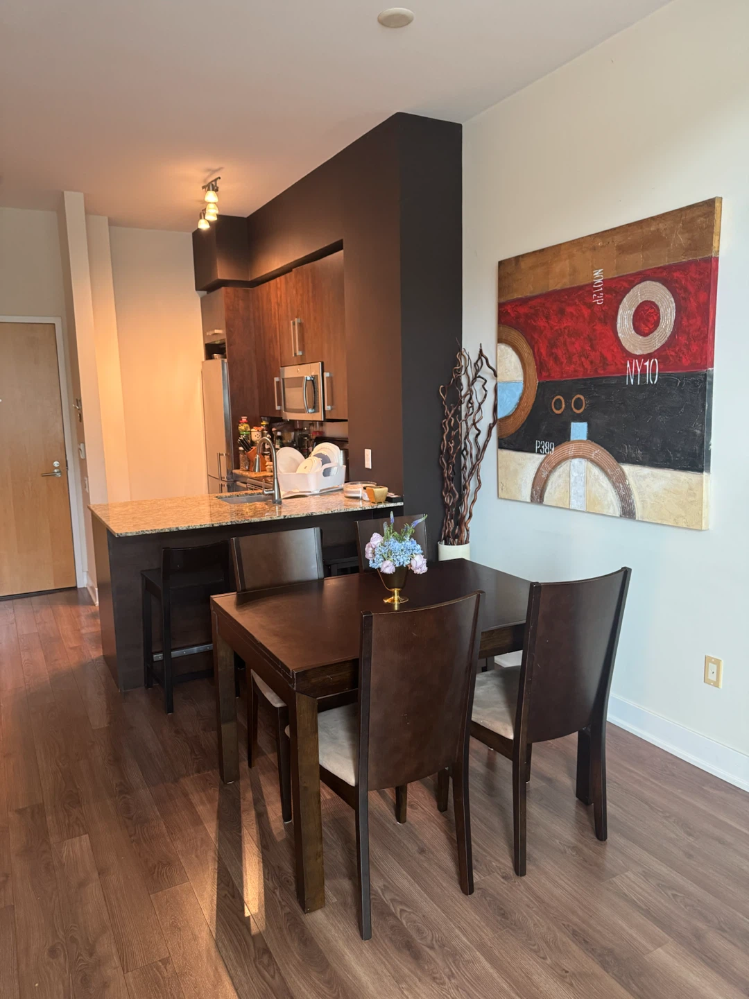 Classic Dark Brown Dining Table + 4 Chairs