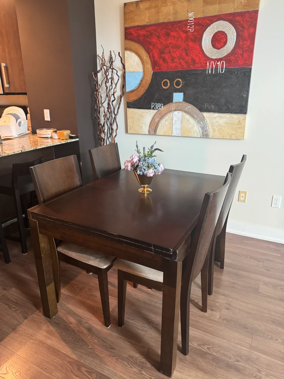 Classic Dark Brown Dining Table + 4 Chairs - photo 2
