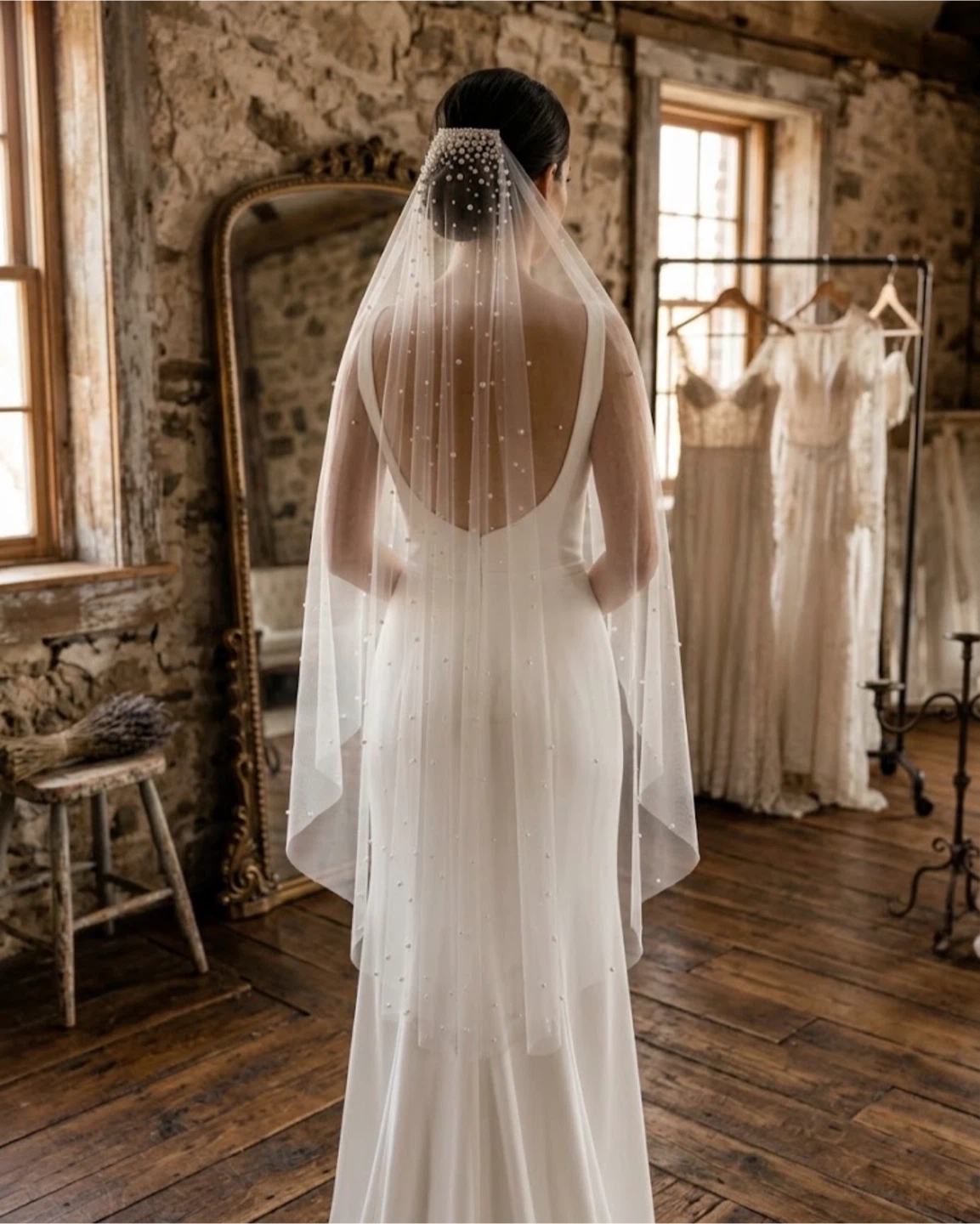 Fingertip soft white Pearl Veil