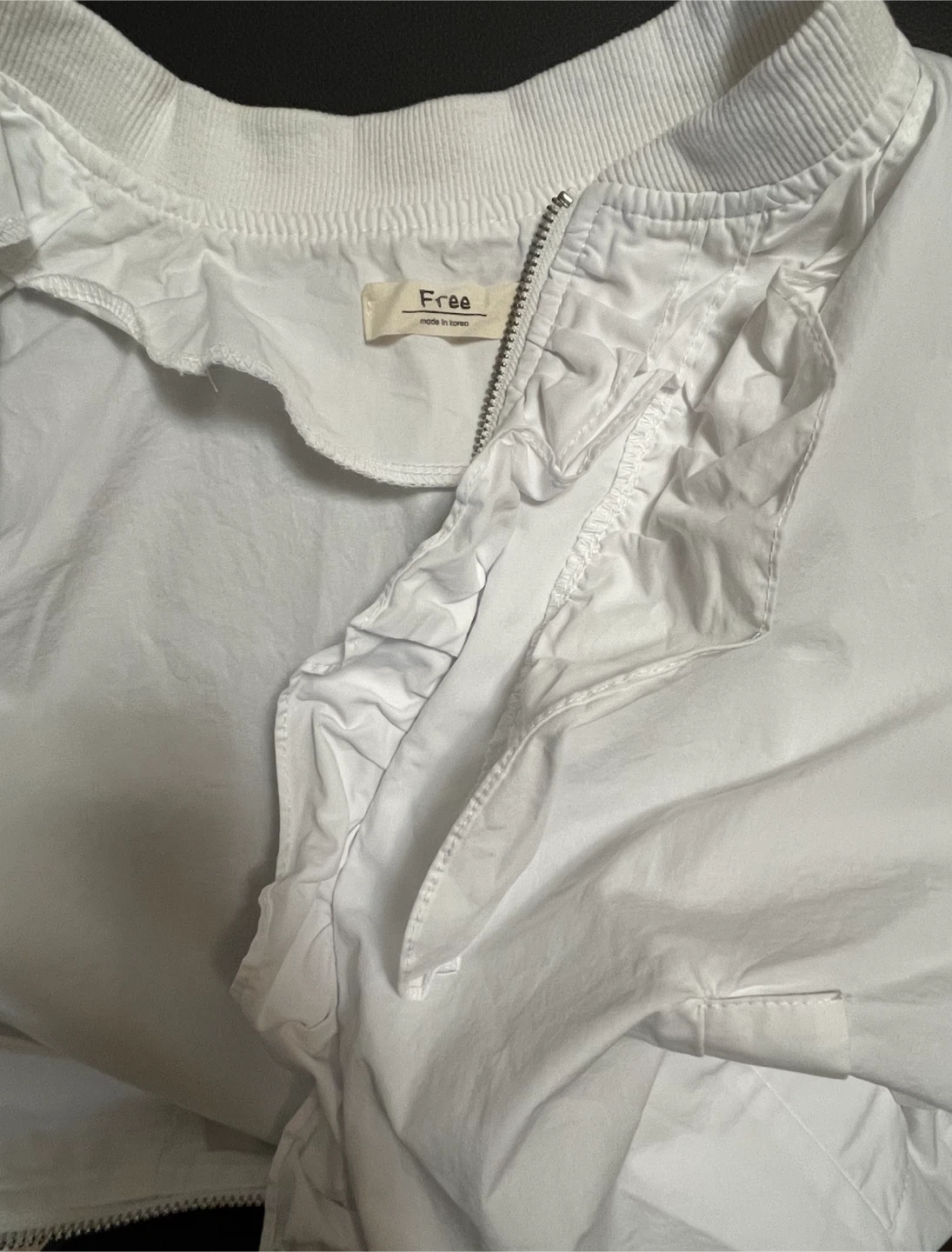 Free People White Ruffled Bomber Light Jacket - photo 2