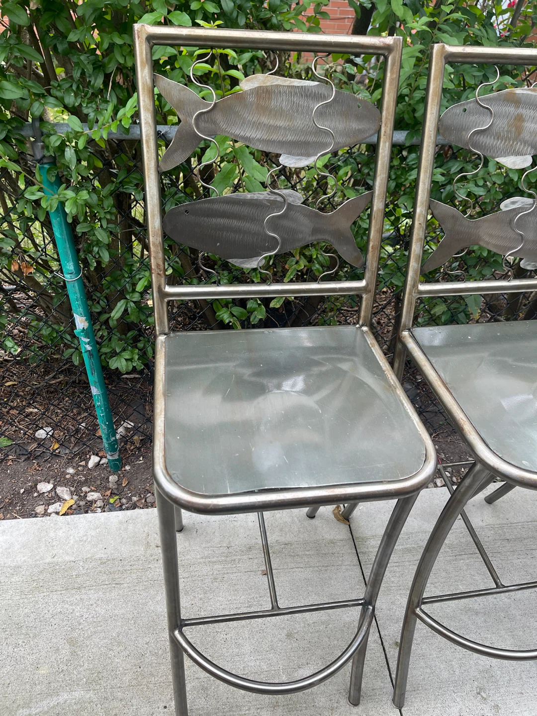 Steel Bar Stools with Fish Motif - Set of 4 - photo 2