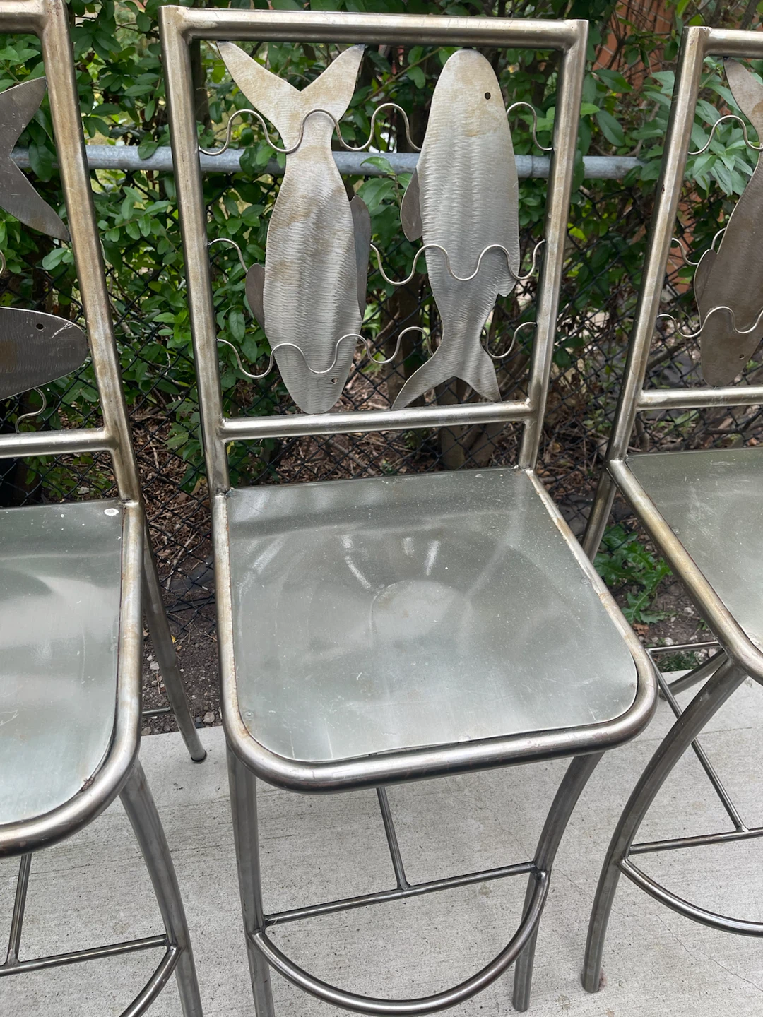 Steel Bar Stools with Fish Motif - Set of 4 - photo 4