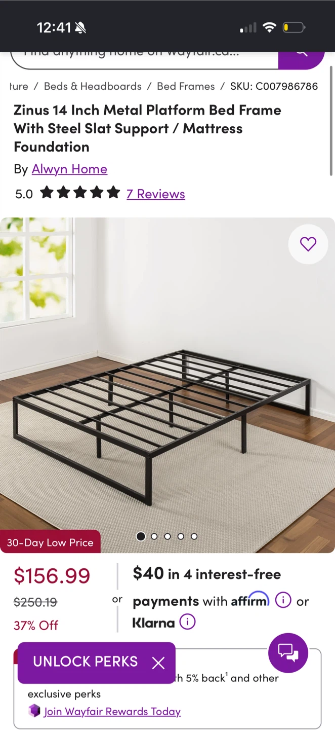 Metal Bed Frame (queen size)