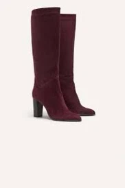 Ba&sh Burgundy Suede Knee-High Boots