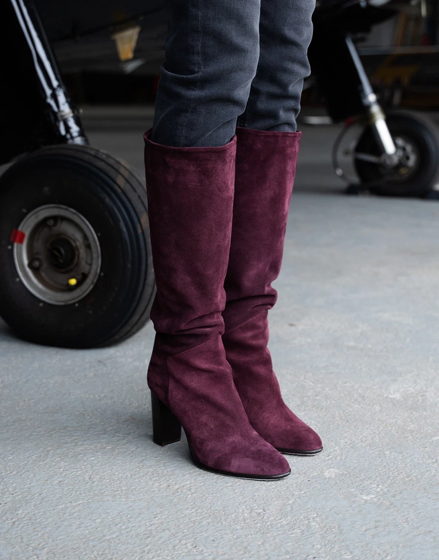 Ba&sh Burgundy Suede Knee-High Boots - photo 2