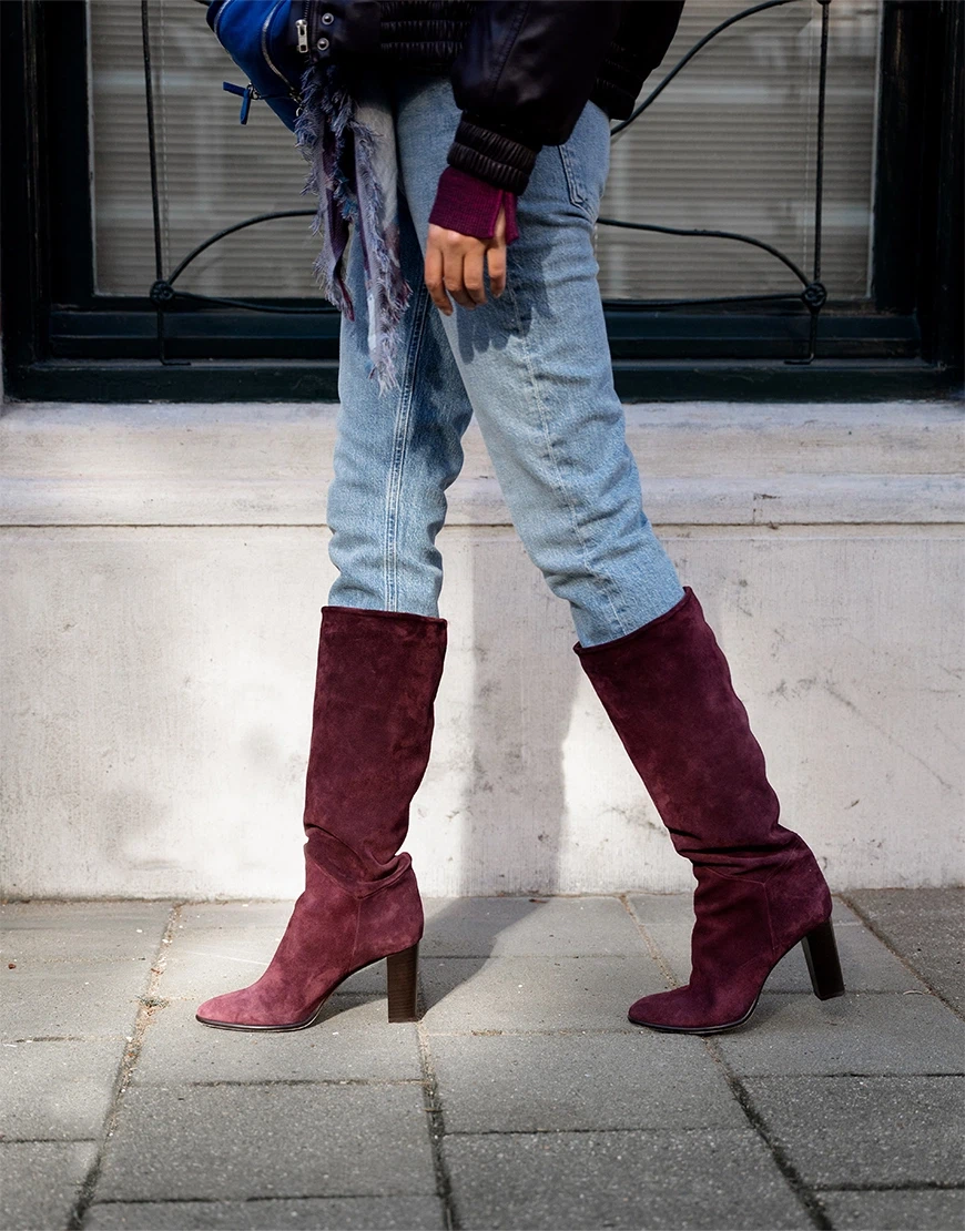 Ba&sh Burgundy Suede Knee-High Boots - photo 3