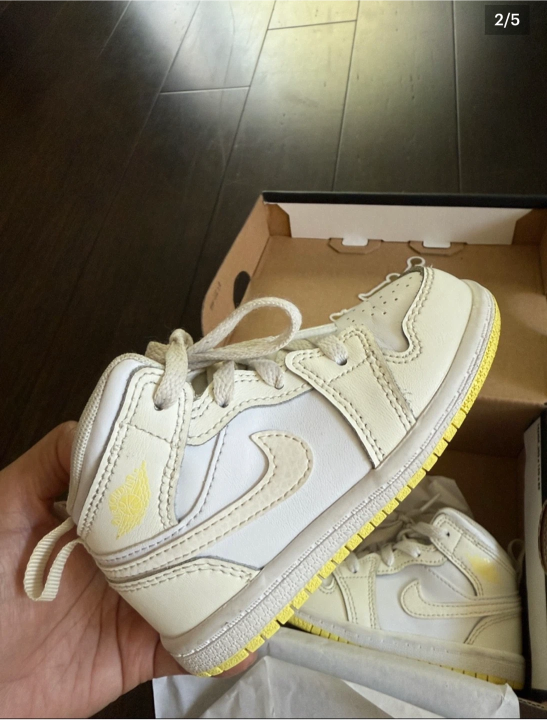 Nike Air Jordan Toddler Shoes - White and Yellow - Size 7c - photo 2