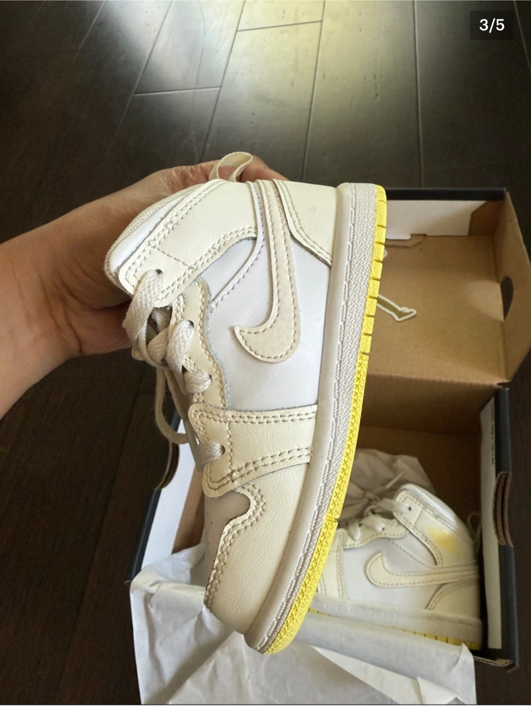 Nike Air Jordan Toddler Shoes - White and Yellow - Size 7c - photo 3