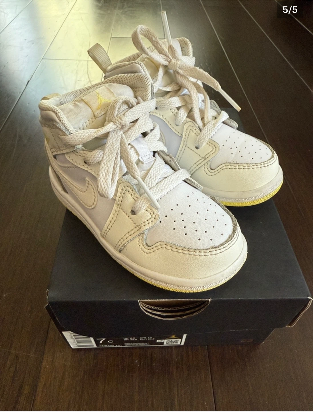 Nike Air Jordan Toddler Shoes - White and Yellow - Size 7c - photo 4