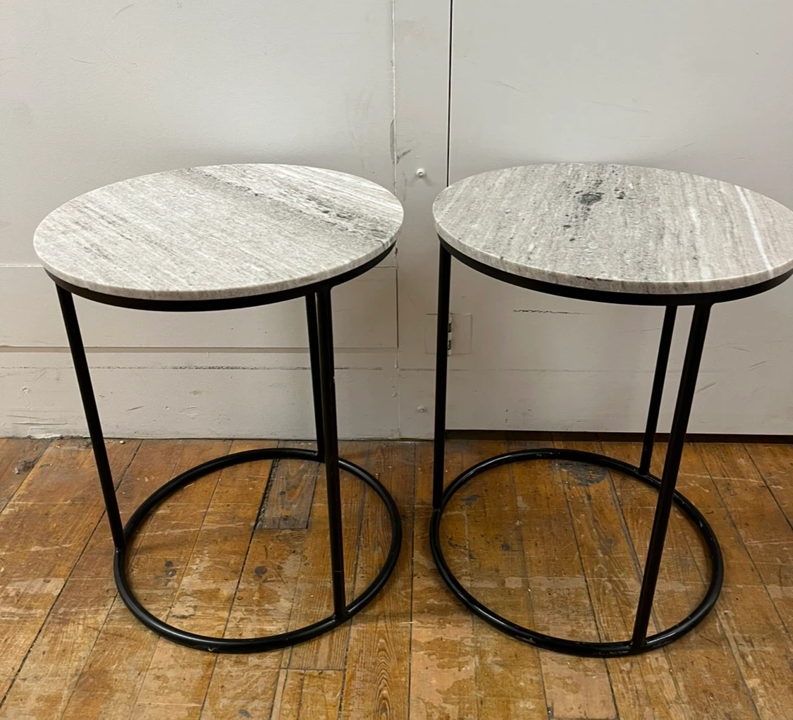 Set of two marble side tables
