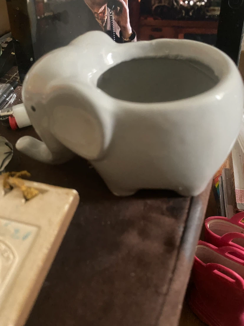 Grey Ceramic Elephant Planter