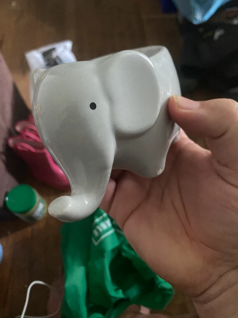 Grey Ceramic Elephant Planter - photo 2