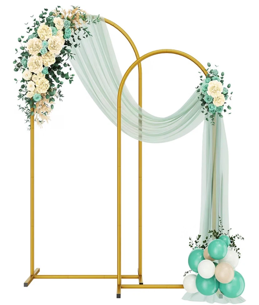 Gold Metal Wedding Arch Stand Set