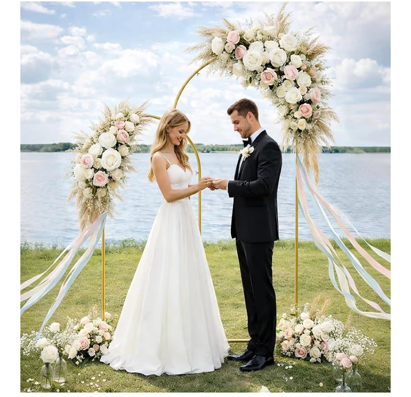 Gold Metal Wedding Arch Stand Set - photo 2