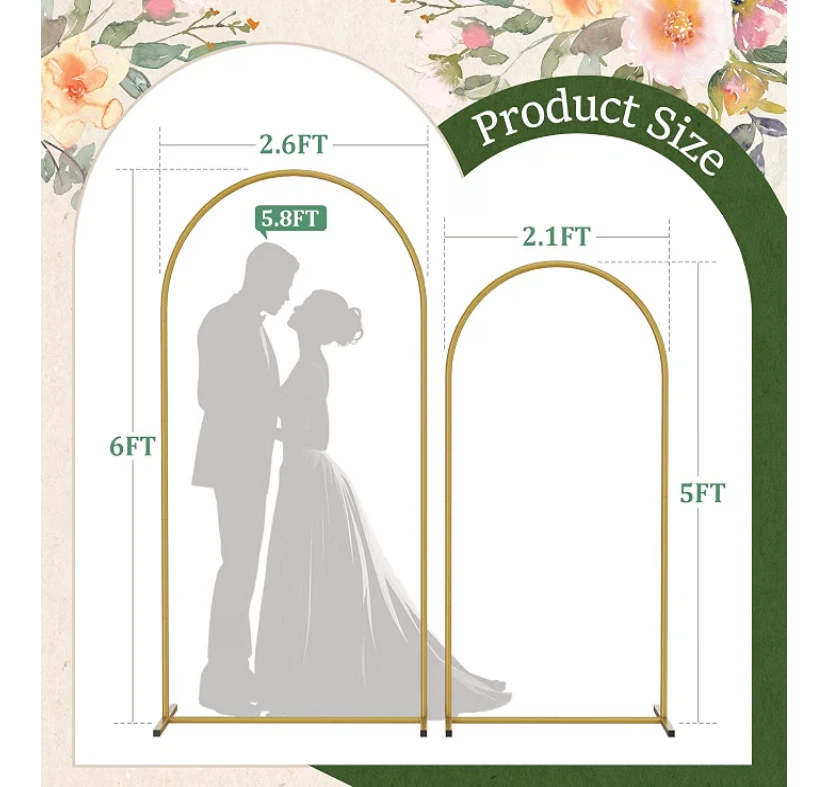 Gold Metal Wedding Arch Stand Set - photo 3
