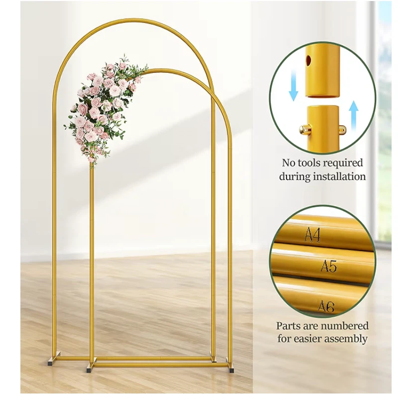 Gold Metal Wedding Arch Stand Set - photo 4