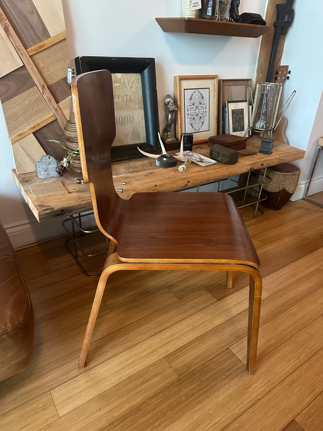 WEST ELM WALNUT PLY WOOD STACKABLE CHAIR DNING DESK SIDE OFFICE - photo 4