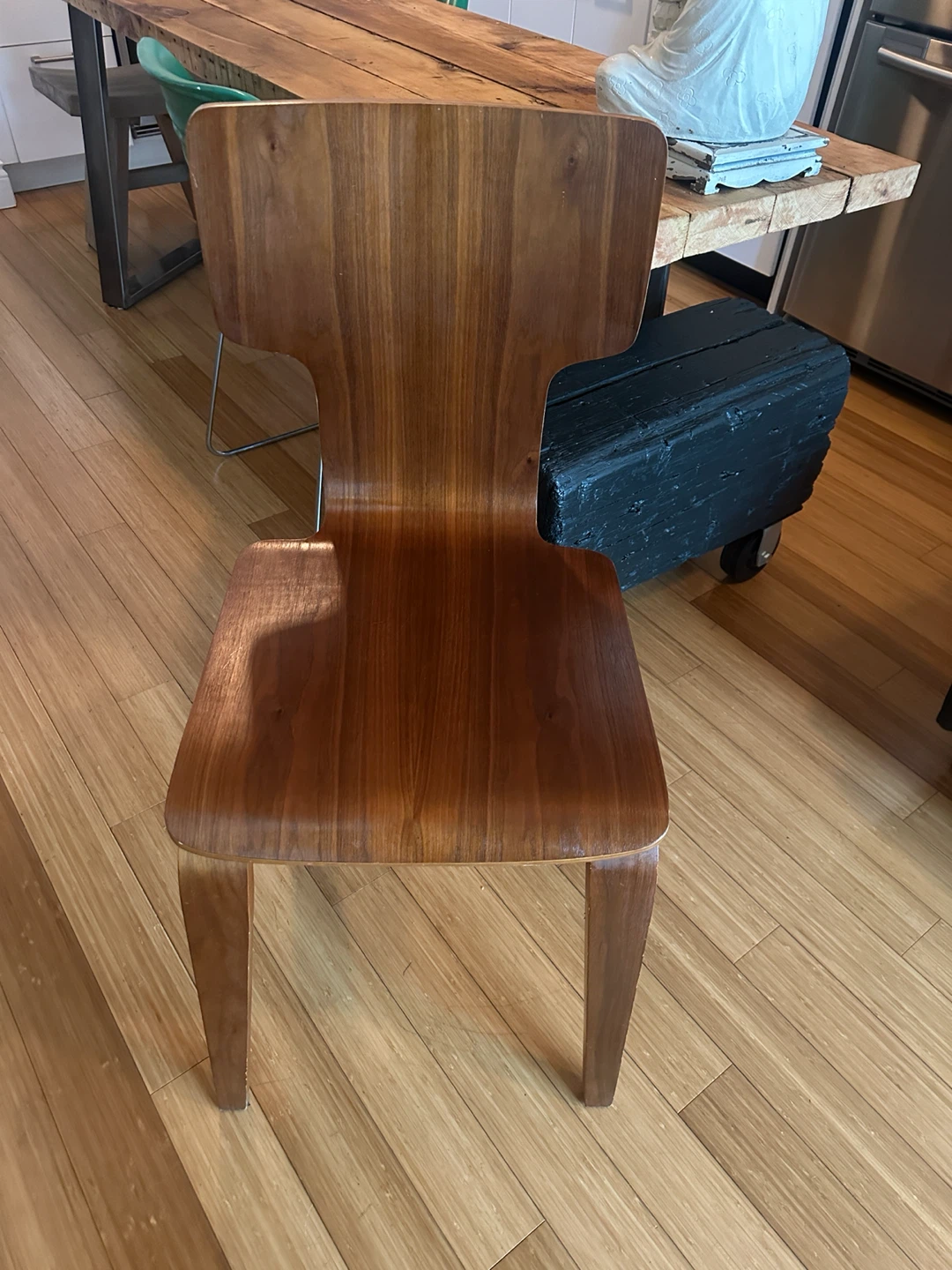 WEST ELM WALNUT PLY WOOD STACKABLE CHAIR DNING DESK SIDE OFFICE - photo 5
