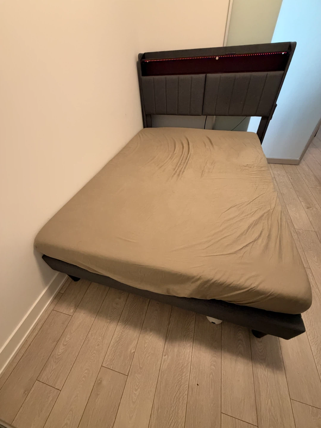 GUNAITO Full Size Bed Frame with Storage Headboard Upholstered