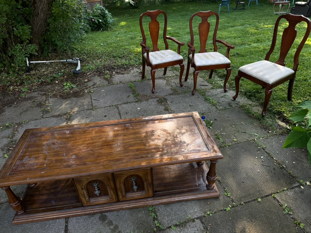 Vintage TV stand and Three Dining Chairs