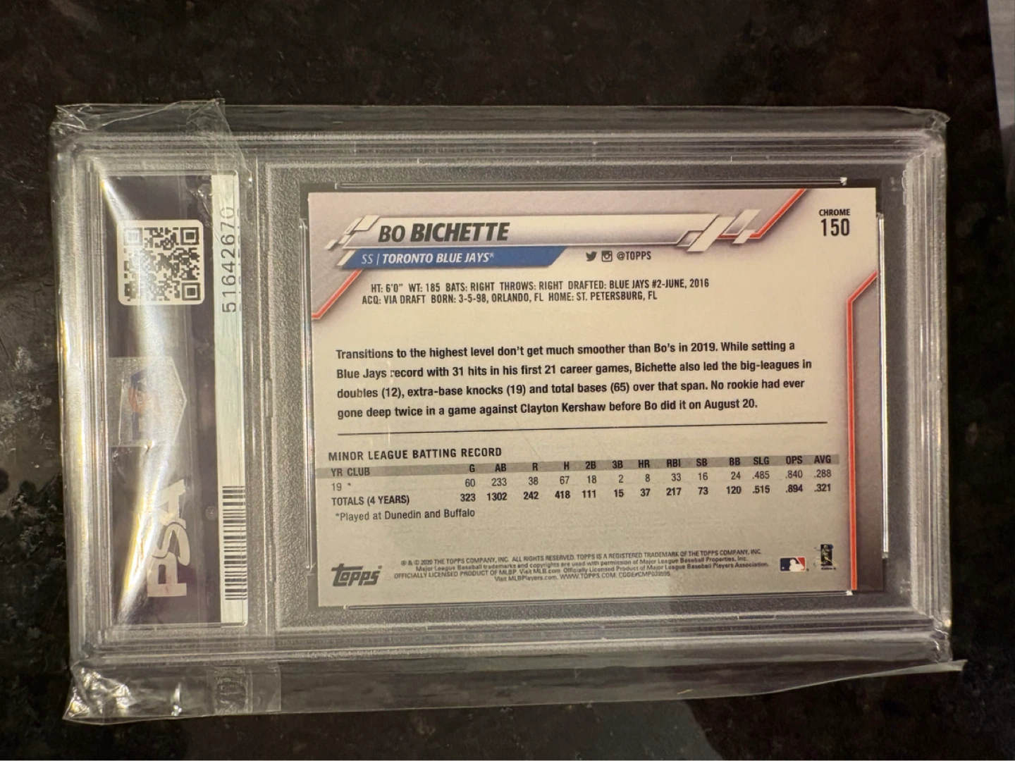 2020 Topps Chrome Bo Bichette Rookie Card PSA 10 - photo 2
