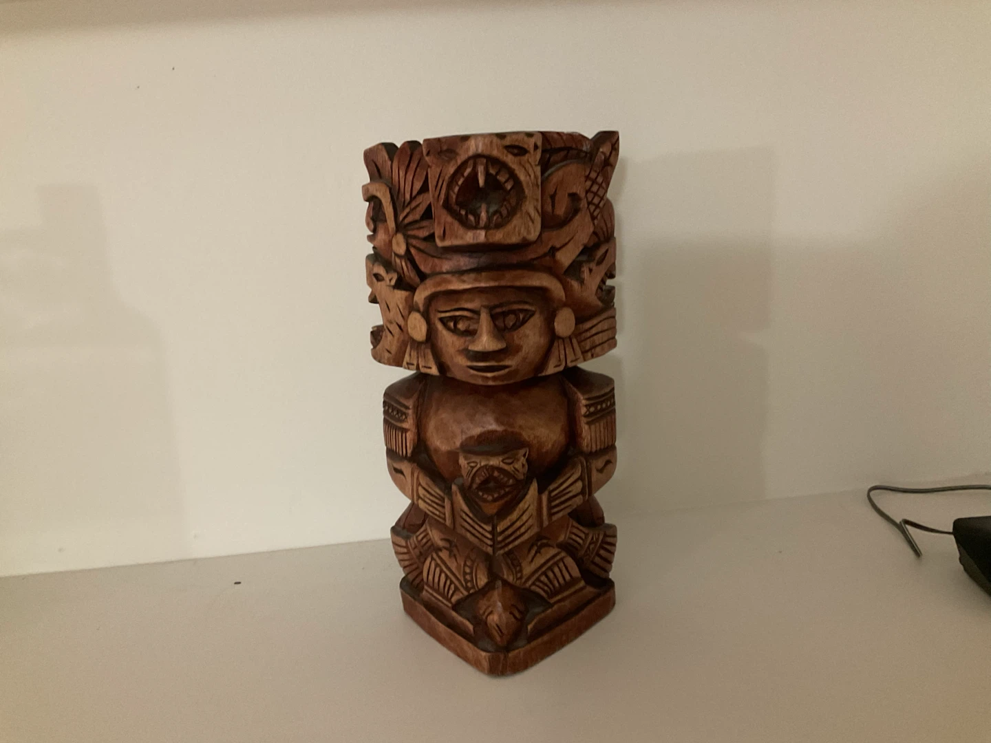 Hand-carved Wooden Mayan Totem Statue