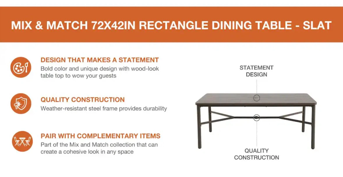 Mix & Match Rectangular Outdoor Dining Table - photo 3