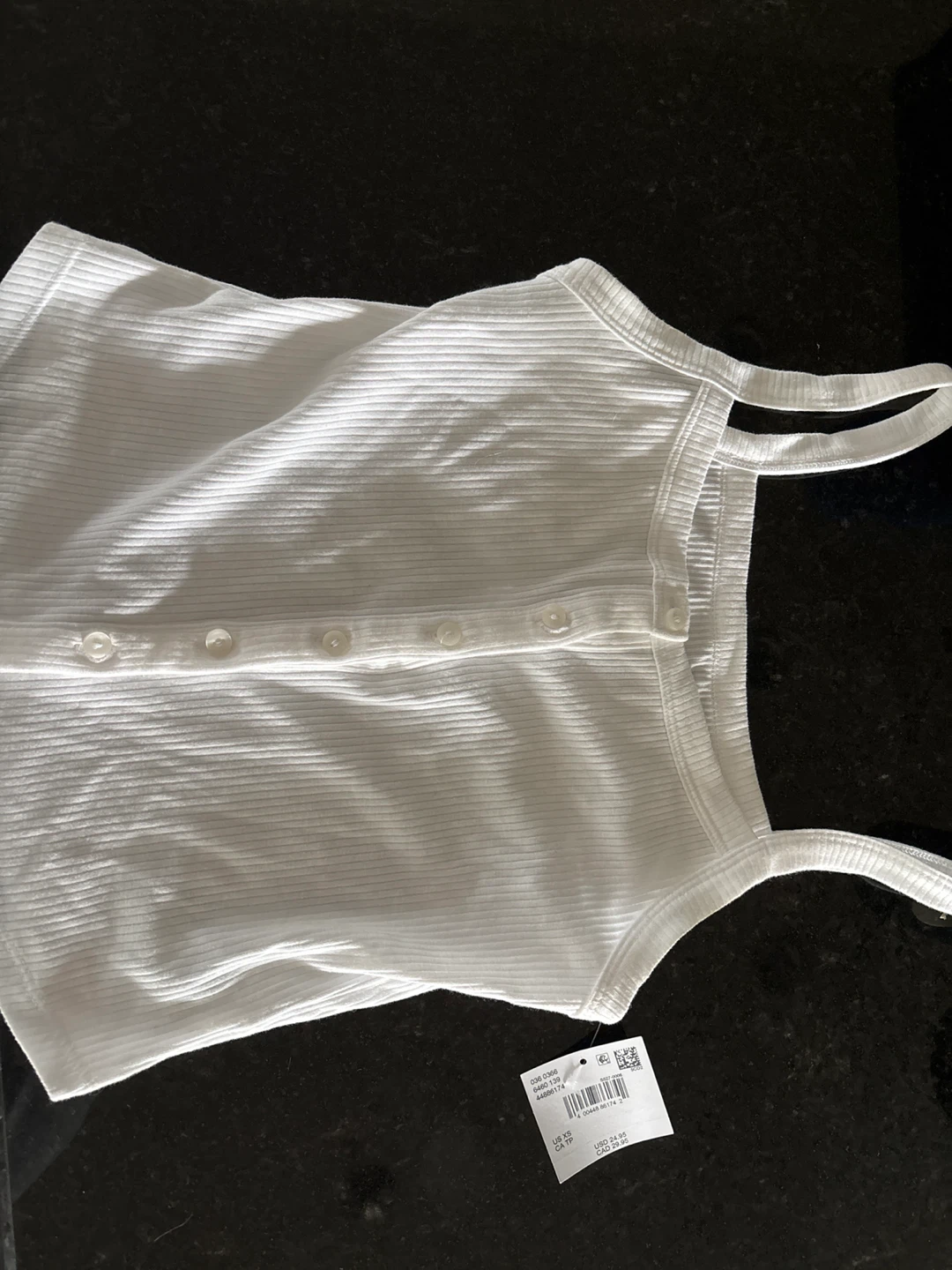 White ribbed button-front camisole