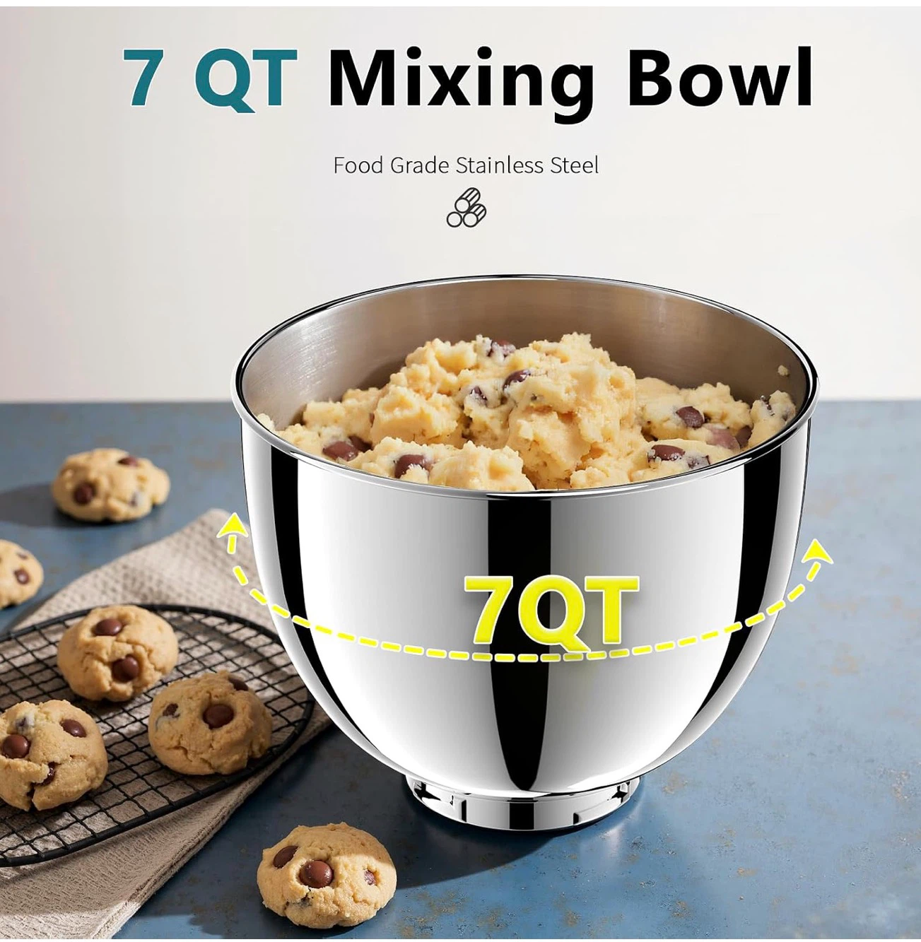 7-Quart Kitchen Tilt-Head Stand Mixer, 300w - photo 4