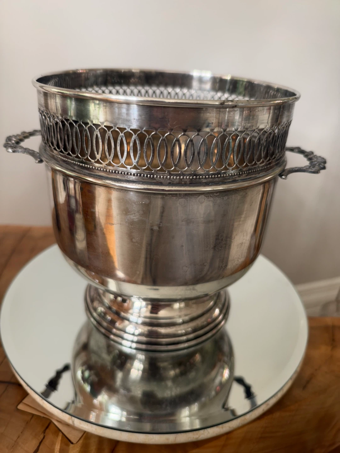 Silver-plated decorative champagne bucket
