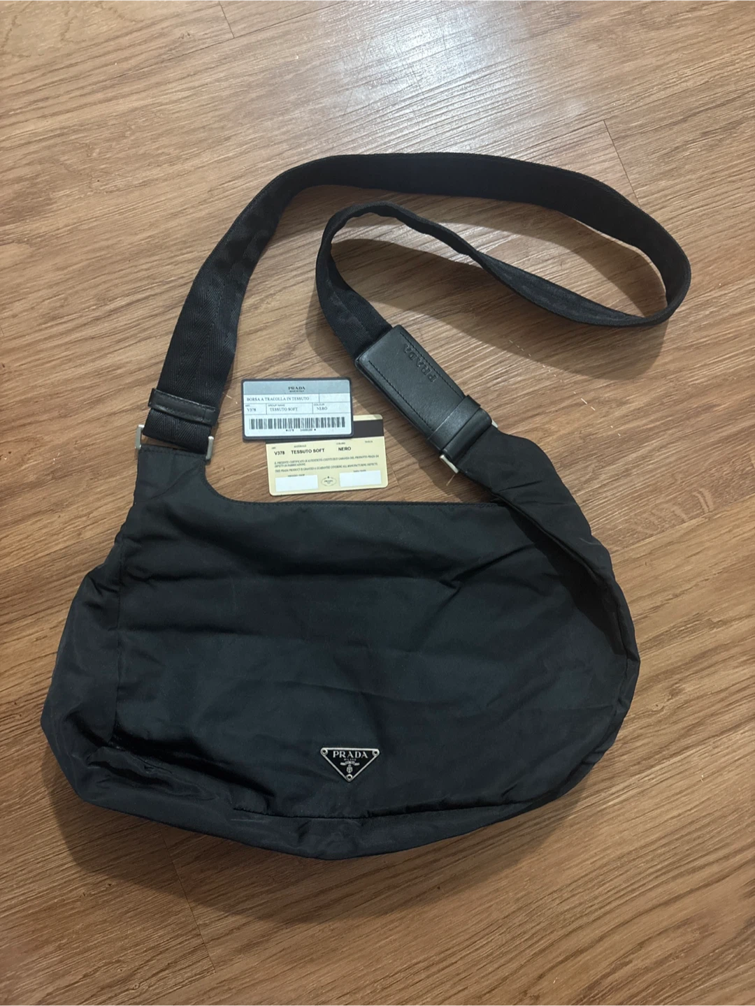 Prada Tessuto Soft Crossbody Bag Black