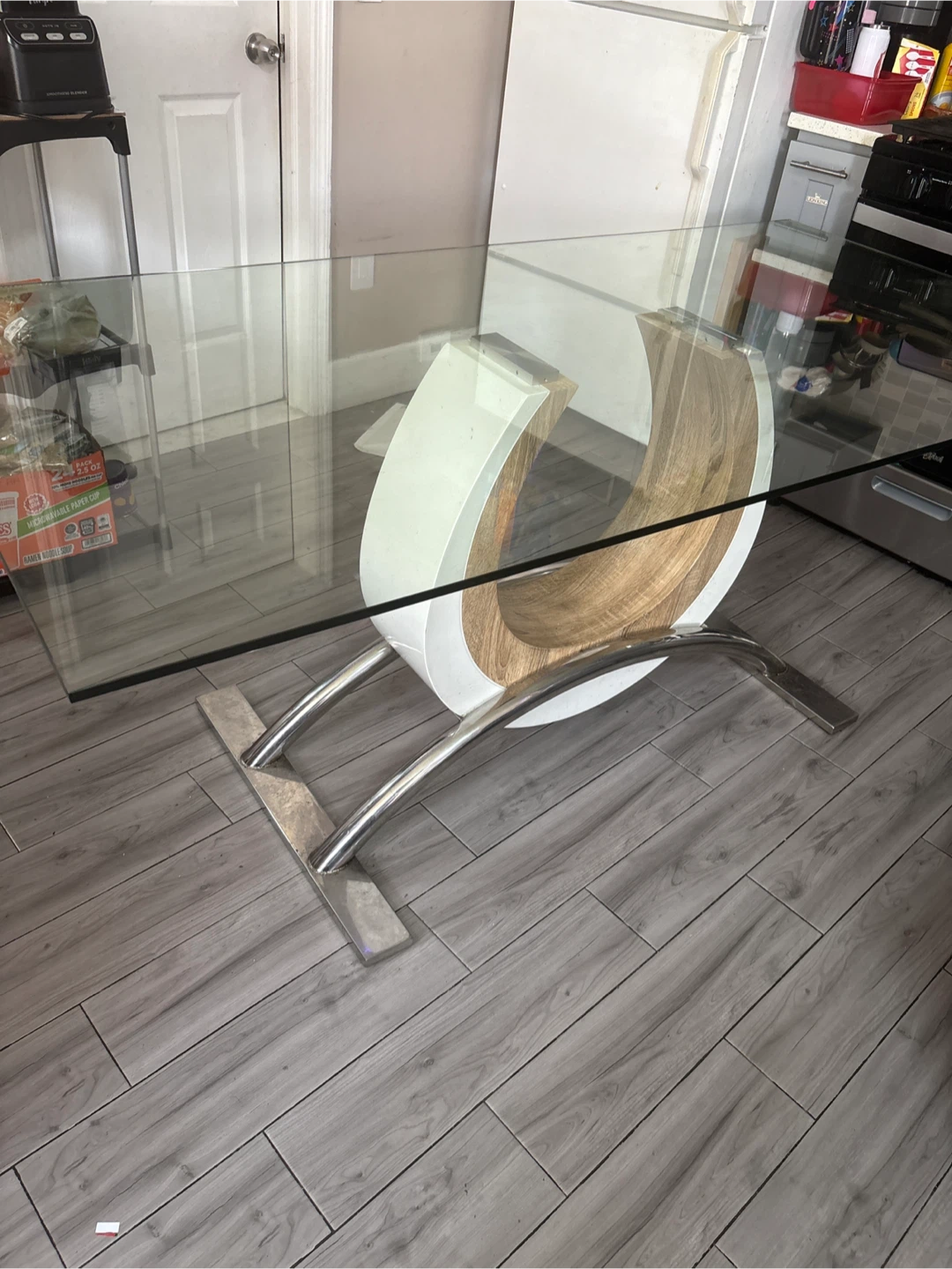 Modern Glass Top Dining Table with Unique Base - photo 2